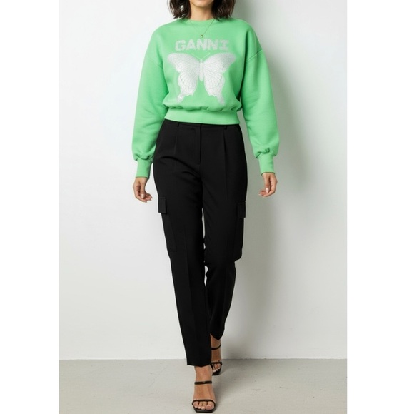 SOLD GANNI Isoli Butterfly Sweatshirt, Kelly Green, XXS - Picture 6 of 13